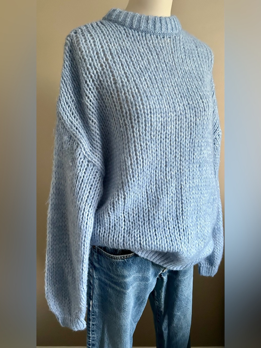 Frank & Oak Oversized Periwinkle Loose Knit Pullover Sweater - Like New